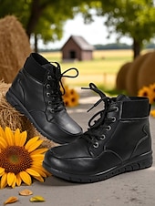 abordables Bottines-Bottines à lacets pour femmes avec col côtelé – des chaussures d&#039;extérieur élégantes pour les visites à la ferme, les champs de tournesols et les promenades d&#039;automne
