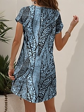 economico Abiti a Strisce e Geometrici-Per donna Mini Abito Vestito Estivo Abito a Maglia Vestito Casual Vestito T-Shirt Vacanza Casual Vestibilità regolare Grafico Geometrico Astratto Manica Corta Scollo a V Blu Bianco e nero Giallo Rosa