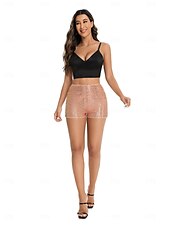 abordables Bermuda-Femmes Shorts Mode Occasionnel Longueur mollet Naturel Scintillant Paillettes Confortable Décontracté Quotidien Argent Noir Champagne Jaune Été Printemps Slim