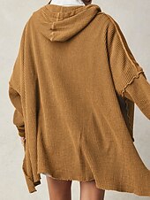 economico Felpe e Sweatshirt Texturizzati-Per donna Felpa con cappuccio Semplice Moderno Casual Manica Lunga Con Cappuccio Top Regolari Ferie Uscire Tasca Nero Blu Viola Marrone Beige Autunno