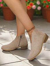 abordables Bottines-Bottines en similicuir rouge pour femme avec fermeture éclair latérale – style décontracté et élégant pour les garden-parties, les promenades au parc et au quotidien