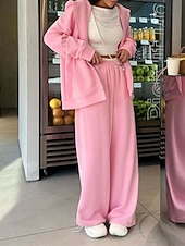 abordables Survêtements pour femmes-Femmes Mode Streetwear Survêtement Ensembles de Pantalons manche longue À capuche Uni Fermeture éclair Tenue quotidienne Date Rose Claire Rouge Bordeaux Beige Printemps &amp; Automne Coupe régulière