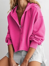 economico Top Semplici-Per donna Felpa con cappuccio Felpe con cappuccio Semplice Streetwear Casual Manica Lunga Con Cappuccio Top Regolari Streetwear Ferie Nero Fucsia Grigio chiaro Autunno Inverno
