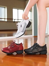 お買い得  ダンススニーカー-女性用通気性メッシュジャズダンススニーカー - プロの練習やパフォーマンスに最適な軽量レースアップシューズ