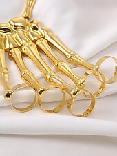 economico Accessori di Halloween-Bracciale da donna in lega di Halloween con scheletro a forma di mano – anelli regolabili in stile punk gotico per feste e cosplay