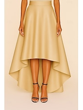 economico Tailleur pantalone della mamma-Abito da sposa elegante a trapezio con gonna a ruota nera, lunghezza pavimento, in raso tinta unita, con cintura e cerniera laterale, 2025