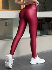 billiga Enkla Leggings-Dam Shorts Damasker Streetwear Ledigt Fullängd Hög midja Slät Elastisk midja Mateial som andas Elastisk Semester Gata Dagliga kläder Rödbrun Kamel Vin Svart Vår Höst Normal