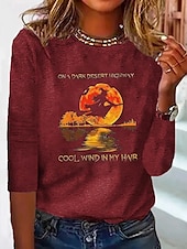 preiswerte Halloween Oberteile-Halloween Damen T-Shirt Hexe Langarm Rundhals Langarm Tunika Ombre Grafik Stylisch Modern Casual Rundhals Regular Tops Täglich Druck Schwarz Rot Grau Herbst Vorherherbst