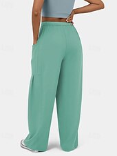 economico gamba larga e vita alta-Per donna Gamba larga Pantaloni Eleganti Streetwear Casual Lunghezza intera Naturale Semplice Tasca Design con Coulisse Elastica Comodo Streetwear Ferie Rosso violaceo Nero Verde militare Marrone