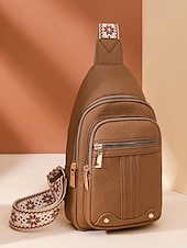 levne Tašky přes rameno-Dámská nepromokavá crossbody kabelka z umělé kůže - ležérní lehká crossbody kabelka s multifunkčními kapsami a širokým ramenním popruhem s etnickým vzorem, ideální na cestování, nakupování i každodenní nošení