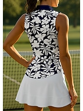 economico Camicia Donna-Per donna Floreale Maglietta sportiva Polo da golf Maglia da tennis Senza Maniche Cerniera Floreale UPF50+ Resistente ai Raggi UV Alta elasticità Traspirante Tennis Golf Pickleball Collo ripiegato
