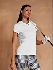 billiga Polos &amp;amp; kvartsdragkedjor-Dam Vandringspolotröja Yanrosa Svart Vit Kortärmad Skjorta Golfkläder för damer Kläder Outfits Bär kläder