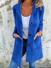 preiswerte Wintermäntel-Damen Mantel Warm Bequem Tasche Knöpfe Mode Einfach Ausgehen Wochenende Einreihig Lang Umlegekragen Normale Passform Langarm Oberbekleidung Rosa Blau Kamel Herbst Winter