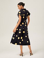 economico Abiti floreali-Per donna Da donna Vestito Casual Nero Manica Corta Pois Estate Colletto a Camicia Vacanza XS S M