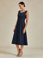 cheap Cocktail Dress-Women&#039;s Midi Dress Sheath Dress A Line Dress Elegant Wedding Party Wedding Guest Regular Fit Solid Color Sleeveless V Neck Gray Pink Black Burgundy Navy Blue Summer Spring Fall Winter