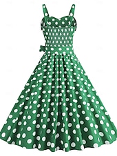 levne Šaty-Retro 50. léta Rockabilly Polední Šaty Houpací šaty Flare šaty S páskem Popruh na špagety Puntíkované A-Linie Dámské Karneval Denní nošení Čajový dýchánek Retro tematická párty Dospělí Šaty Jaro léto