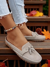 ieftine Saboți de Damă-mocasini cu ciucuri pentru femei – mocasini casual fără slip-on pentru naveta zilnică și ținute relaxate
