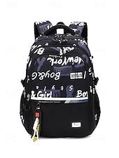 abordables Sacs à dos de Collège-Sac à dos d&#039;école imperméable à imprimé graffiti pour adolescents – sac à dos noir de grande capacité avec compartiment rembourré pour ordinateur portable, sac de voyage élégant pour garçons et filles