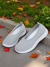 preiswerte Damen-Sneaker-Grüne Flyknit-Wanderschuhe für Damen – leichte, bequeme Slip-On-Schuhe für Spaziergänge im Freien, zum Einkaufen und zum Tragen den ganzen Tag