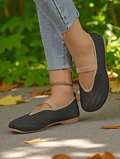 olcso Női lapos sarkú cipők-női széles, mezítlábas Mary Jane cipők – lélegző, gyémántmintás flyknit lapos talpú cipő parkban sétáláshoz, szabadtéri tevékenységekhez és hétköznapi kényelemhez