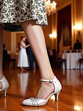 abordables années 1930-Femmes Chaussures à Talons Rétro Soirée Quotidien Fleuri Strass Boucle Stiletto Bout Rond Élégant ancien Dentelle Satin Boucle Noir Blanche Ivoire