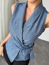 cheap Plain Tops-Women&#039;s Shirt Summer Tops Plain Daily Stylish Basic Short Sleeve V Neck Regular Tops Work Daily Holiday Tunic Blue Spring Fall