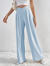 economico gamba larga e vita alta-Per donna Gamba larga Pantaloni Streetwear Casual Lungo Vita Alta Semplice Traspirabilità Morbido Micro-elastico Vacanza Streetwear Abbigliamento quotidiano Nero Rosa Blu chiaro Albicocca Autunno