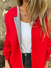 billiga hoodie jacka-Dam Hoodiejacka Bekväm Andningsfunktion Dragkedja Ficka Mode Dagligen Slät Utomhus Ledigt Dagligen Enkelknäppt Normal Huva Normal Långärmad Ytterkläder Svart Rubinrött Mörkgrå Vår Höst
