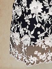 preiswerte Mäntel &amp; Trenchcoats-Damen Mantel Atmungsaktiv Spitze Bestickt Elegant Blumen Formell Hochzeit Party Lang Rundhalsausschnitt Lässiger Schnitt Langarm Oberbekleidung Schwarz Sommer Frühling