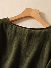 preiswerte Hemden-Damen Hemd Leinen-inspirierte Hemden Bluse Blumen Stilvoll Lässig Langarm Rundhalsausschnitt Normale Oberteile Täglich Bestickt Weiß Armeegrün Rote Blau Sommer Frühling Herbst