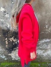 billiga hoodie jacka-Dam Hoodiejacka Bekväm Andningsfunktion Dragkedja Ficka Mode Dagligen Slät Utomhus Ledigt Dagligen Enkelknäppt Normal Huva Normal Långärmad Ytterkläder Svart Rubinrött Mörkgrå Vår Höst