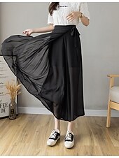 economico gamba larga e vita alta-Per donna Gamba larga Chinos Casual Lunghezza intera Naturale Semplice Gamba larga Coulisse Comodo Traspirabilità Casual Quotidiano Nero Rosa Blu Primavera Autunno Vestibilità comoda