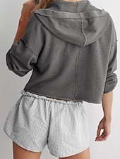 baratos Moletons e Sweatshirts Texturizados-Mulheres Casaco com capuz Manter Quente Confortável Patchwork Moda Tecido Para Noite Final de semana Pullover Padrão Com Capuz Normal Manga Longa agasalhos Preto Cinzento Claro Vermelho Rosa Outono