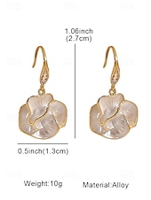 お買い得  レディースイヤリング-女性用のエレガントなローズフラワードロップイヤリング - 真珠のような花びらが付いた金メッキ合金、ヴィンテージでロマンチックなスタイル、結婚式、パーティー、フォーマルな機会に最適