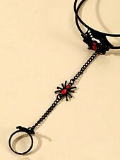 お買い得  ハロウィンアクセサリー-レディースハロウィンスパイダーウェブブレスレットリングセット - ゴシック合金ハンドチェーンジュエリー、調節可能なフィット感、パーティーやコスプレアクセサリー