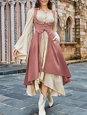 cheap Dresses-Medieval Renaissance Cocktail Dress Cosplay Costume Prom Dresses Viking Outlander Fancy Dress Women's Celtic Pirate Fantasy Masquerade LARP Ren Faire Festival Adults' Dress