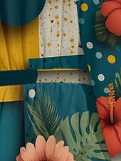 billiga Blommig klänning-Dam Midiklänning Vardagsklänning Chiffong Swingklänning Modern Semester Dagligen Helgen Normal Blommig Geometrisk Långärmad V-hals Rodnande Rosa Blå Grön Sommar Vår Höst