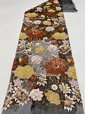  Linea ad A Lunghezza al pavimento Lunghezza Tè Perline ricamate Abito Formale Abito da madre della sposa Abiti da Cocktail Abito da Sera Abiti da festa Elegante Setoso Manica 3/4 Girocollo Matrimonio