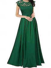 ieftine Rochii din chiffon-Pentru femei Rochie Lunga Rochie Maxi Rochie de dantela Rochie de Cocktail Rochie pentru invitata de nunta Șifon Elegant Modă Modern În aer liber Petrecere cu cocktail Fit regulat Simplu Manșon scurt