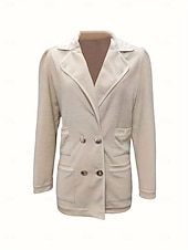 preiswerte Blazer &amp; Anzüge-Damen Blazer Bequem Atmungsaktiv Knöpfe Mode Modern Einfach Arbeit Täglich Regulär Umlegekragen Normale Passform Langarm Oberbekleidung Schwarz Weiß Rosa Frühling Herbst