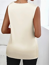 גופייה לנשים סאטן חלקה אופנתי מודרני ללא שרוולים צווארון מרופד רגיל חולצות יומיומי ליציאה סוף שבוע שחור כתום חאקי קיץ זול חולצות שמלות-גופייה לנשים סאטן חלקה אופנתי מודרני ללא שרוולים צווארון מרופד רגיל חולצות יומיומי ליציאה סוף שבוע שחור כתום חאקי קיץ