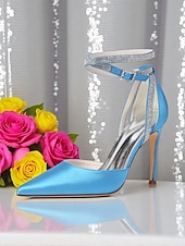 economico cocktail-Scarpe con tacco a spillo da donna in raso viola con punta affilata e cinturino alla caviglia con strass - scarpe eleganti con tacco alto glamour per signore, ideali per cocktail party ed eventi