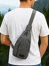 economico Borselli da uomo-Zaino a tracolla in tela da uomo con più scomparti, borsa a tracolla vintage per escursioni all&#039;aperto, viaggi e uso quotidiano casual