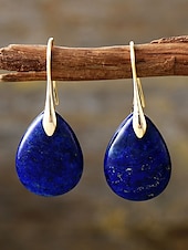 abordables Boucle d&amp;#39;oreille pour femme-Boucles d&#039;oreilles en pierre naturelle en forme de larme pour femmes avec crochet en or - bijoux élégants faits à la main pour femmes pour vêtements décontractés, cadeaux et vêtements de style bohème