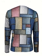 billige Stripe og geometrisk t-skjorte-Dame T skjorte Grafisk Geometrisk Mote Fritid Langermet Crew-hals Vanlige topper Daglig Glidelås Trykt mønster Blå Vår Høst Vinter