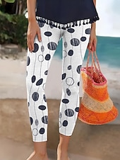 economico Arte &amp; Design Stampa-Per donna Leggings Vacanza Vintage Moda Lungo Vita Alta Grafico A righe Stampa Morbido Traspirante Elasticizzato Vacanza Casuale Quotidiano Blu Bianco-nero Azzurro chiaro Grigio Estate Primavera