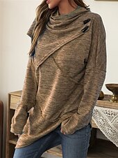 preiswerte Damen Einfache Oberteile-Damen Pullover Mode Täglich Lässig Einfarbig Gerippt Kapuze Gestrickt Langarm Normale Oberteile Stricken Täglich Ferien Ausgehen Schwarz Wein Herbst Winter