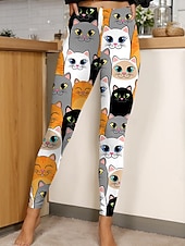 abordables Animales Impresión-Mujer Polainas Moda Casual Hasta el Tobillo Alta cintura Graphic Animal Estampado Suave Transpirable Elástico Vacaciones Casual Diario Negro Amarillo Rosa Azul Piscina Verano Primavera Ajustado