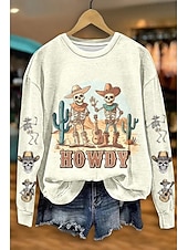 Halloween Women's Sweatshirts Skulls Graphic Casual Long Sleeve Crew Neck Round Neck Regular Tops Street Dailywear Casual Print Maroon White Fall Winter4