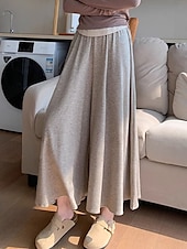 abordables jambe large et taille haute-Femmes Jambe large Chinos Occasionnel Longueur mollet Naturel Uni in in france they say Pontalon wide leg Confortable Respirabilité Décontracté Quotidien Noir gris foncé Kaki Gris Clair Printemps